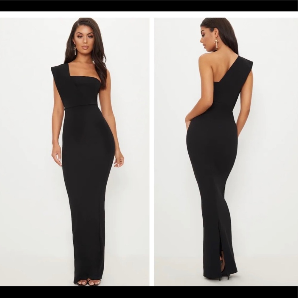 Black One Shoulder Maxi Dress - Picture 1 of 3